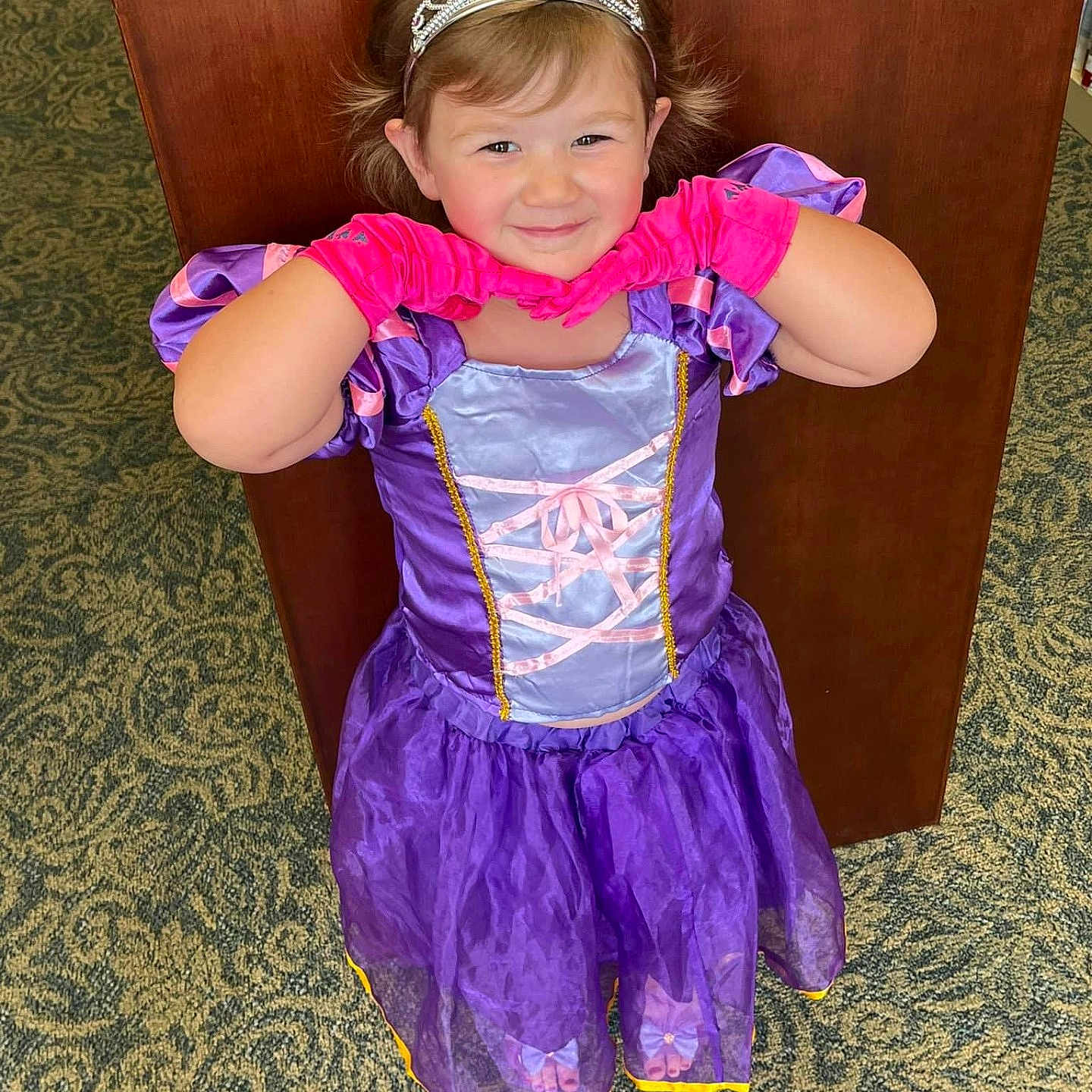 Cheyenne joined the competition — help win amazing prizes! accessories, ball, child, clothing, costume, dress, face, female, football, girl, head, jewelry, person, photography, portrait, purple, sleeve, soccer, soccerball, wood