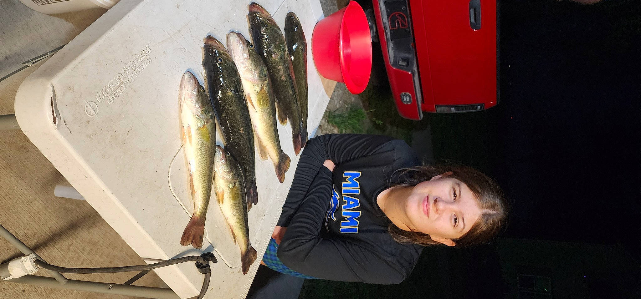 Elaina is registered to the contest to win money with this photo: bony_fish, elbow, fin, fish, fish_products, joy, oily_fish, person, ray_finned_fish, recreation, seafood, smile, t_shirt