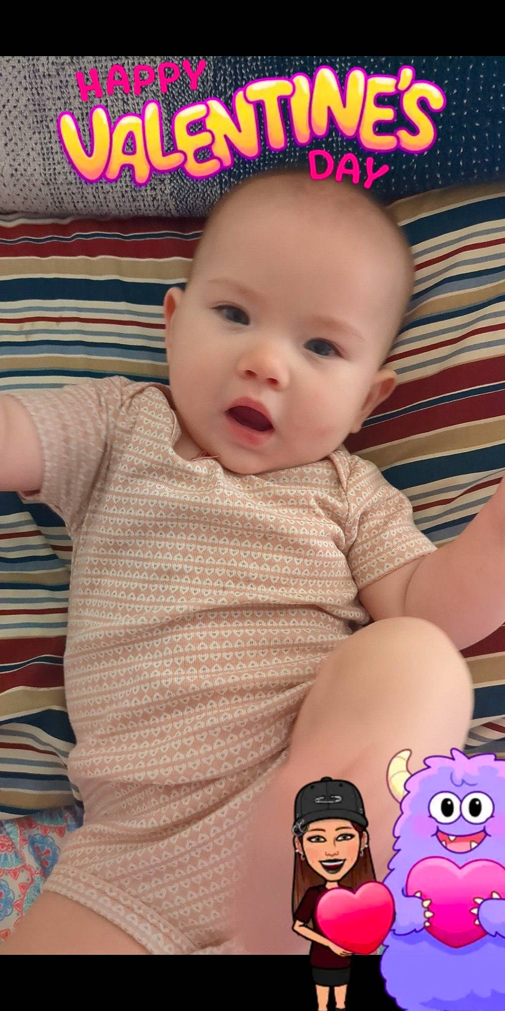 Evangeline joined the competition — help win amazing prizes! baby, baby_toddler_clothing, cheek, chin, eye, eyelash, face, facial_expression, finger, hairstyle, head, human, iris, mouth, nose, organ, person, product, skin, sleeve