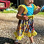 Alyvia joined the competition — help win amazing prizes! child, closeup, colorful_clothing, daylight, dress, gravel, happy, headband, motion, nature, outdoor, person, playful, sandal, shadow, summer, sunlight, toddler, toy_phone, walking