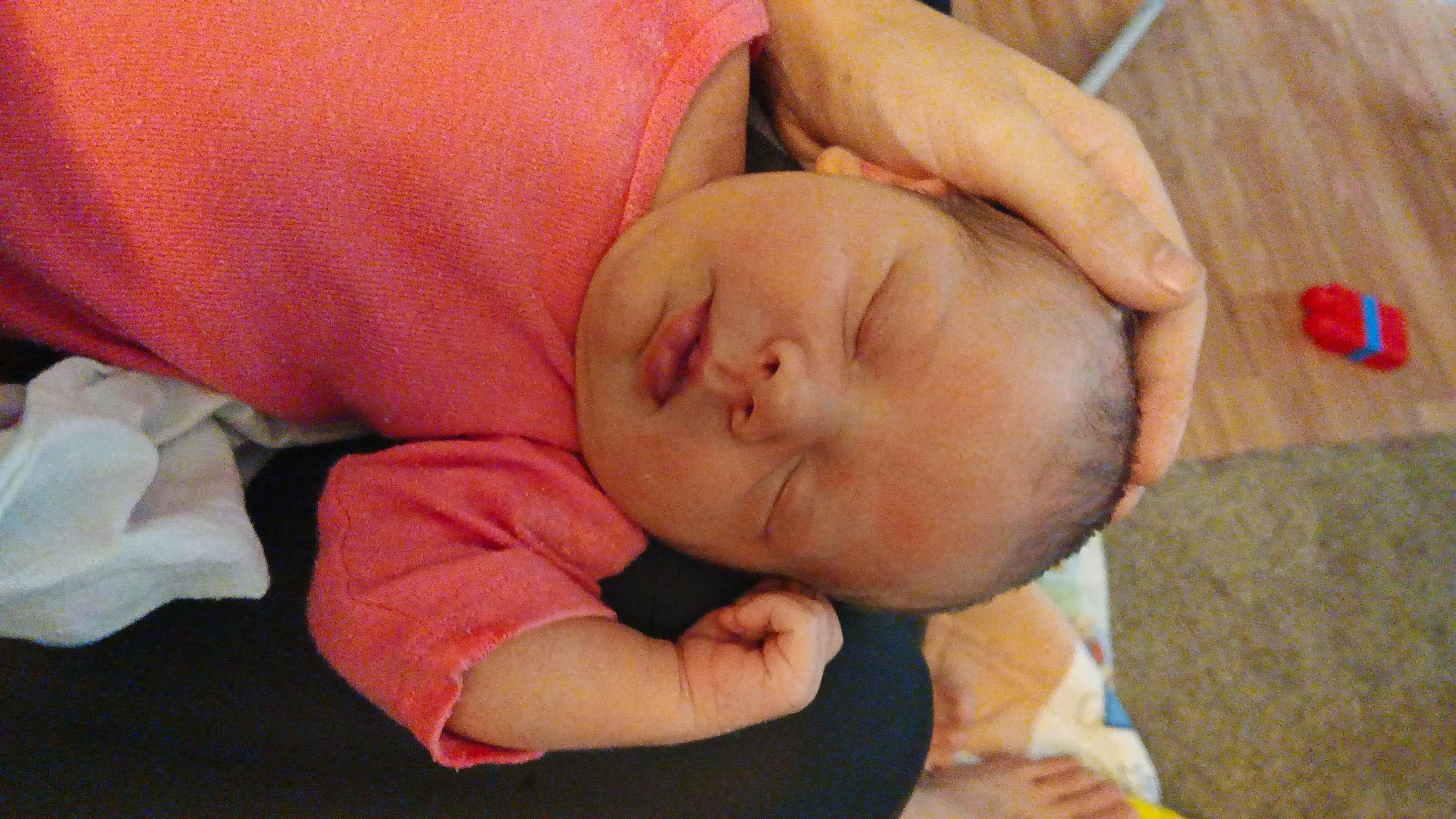 Isla joined the competition — help win amazing prizes! baby, baby_products, baby_toddler_clothing, bedtime, cheek, child, comfort, eye, face, grass, happy, mammal, nap, nose, person, portrait_photography, sleep, toddler, wood, wrinkle