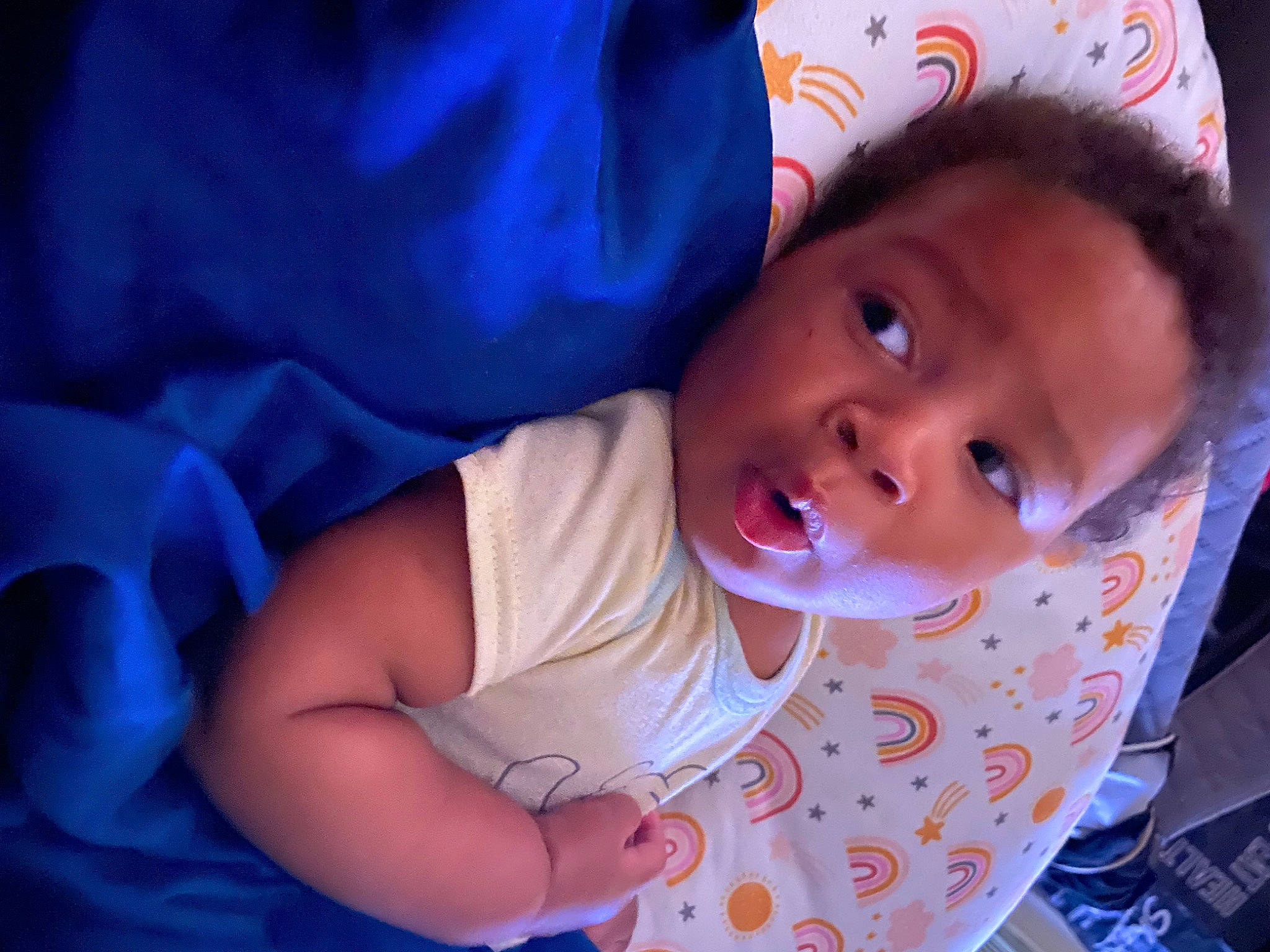 Iniko joined the competition — help win amazing prizes! baby, baby_toddler_clothing, cap, cheek, child, comfort, elbow, electric_blue, eyelash, finger, fun, happy, iris, lip, mouth, nose, person, purple, skin, smile