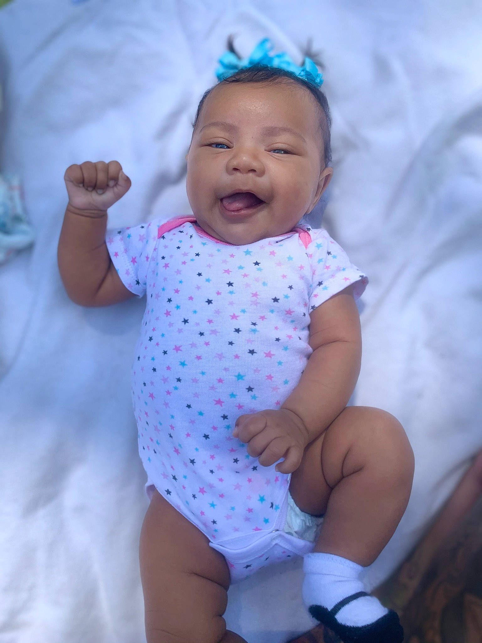 Mailynn joined the competition — help win amazing prizes! baby, baby_toddler_clothing, blue, dress, eye, face, facial_expression, finger, gesture, happy, head, iris, person, pink, product, purple, skin, sleeve, smile, textile