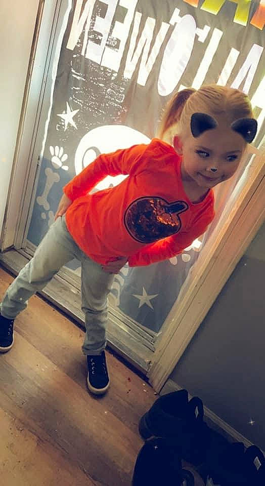 Adalynne joined the competition — help win amazing prizes! boot, carmine, child, costume, door, eyewear, fashion_design, flooring, footwear, fun, happy, human_leg, knee, person, room, shoe, sleeve, sneakers, sportswear, t_shirt