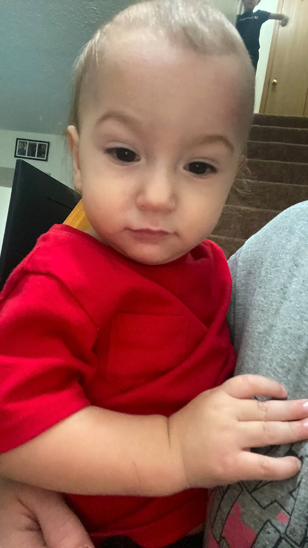Shane is registered to the contest to win money with this photo: arm, baby_toddler_clothing, cheek, child, chin, ear, eye, eyebrow, eyelash, finger, gesture, hair, hairstyle, lip, mammal, mouth, nose, person, skin, sleeve