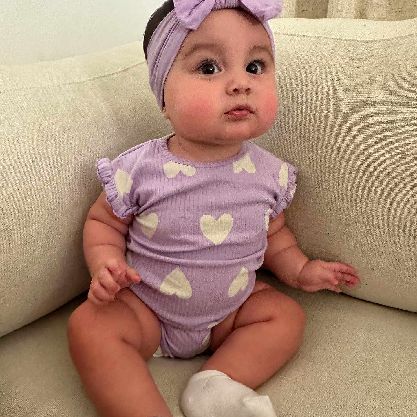 Jayleen joined the competition — help win amazing prizes! accessories, baby, clothing, couch, cushion, dress, face, furniture, hat, head, headband, homedecor, hosiery, person, photography, pillow, portrait, sitting, sleeve, sock