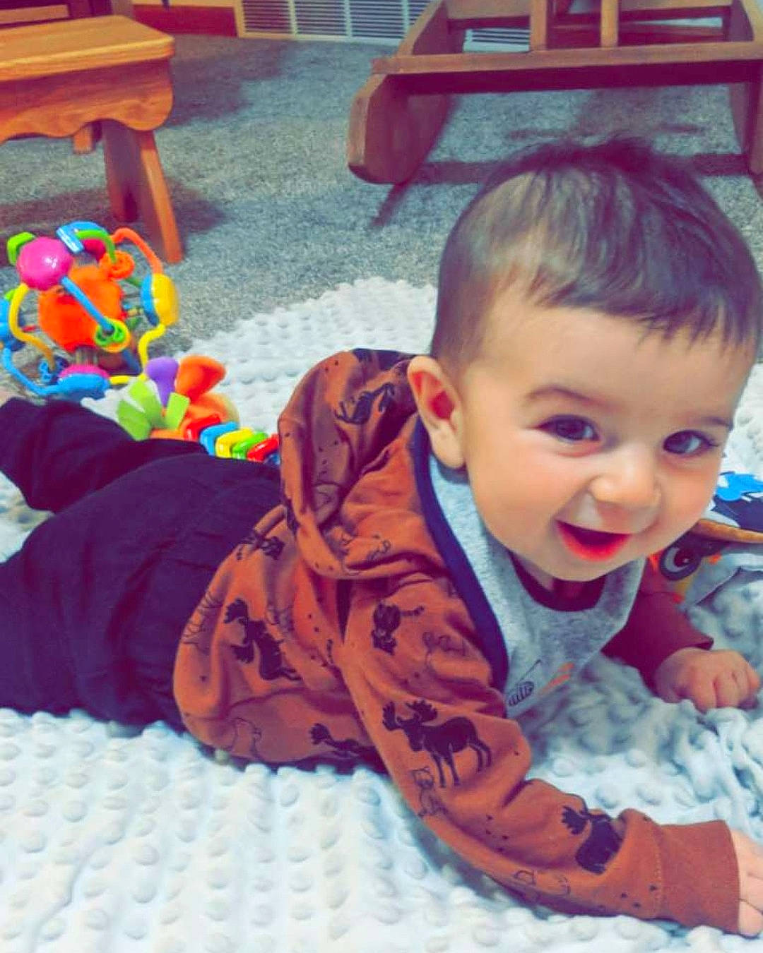 Benson joined the competition — help win amazing prizes! baby, cheek, child, cool, ear, face, head, joy, person, play, sitting, skin, smile, toddler, tummy_time