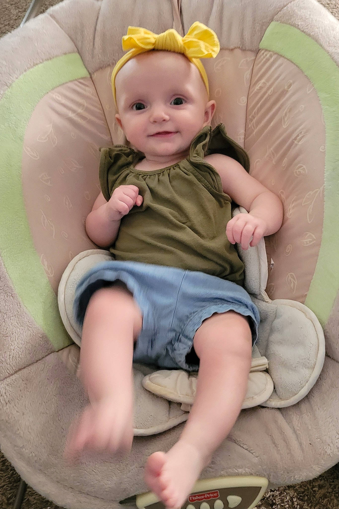 Cheyenne joined the competition — help win amazing prizes! baby, baby_toddler_clothing, chair, child, comfort, cool, fashion_accessory, fun, grass, happy, human_leg, lap, organ, person, pink, shorts, sitting, skin, smile, thigh