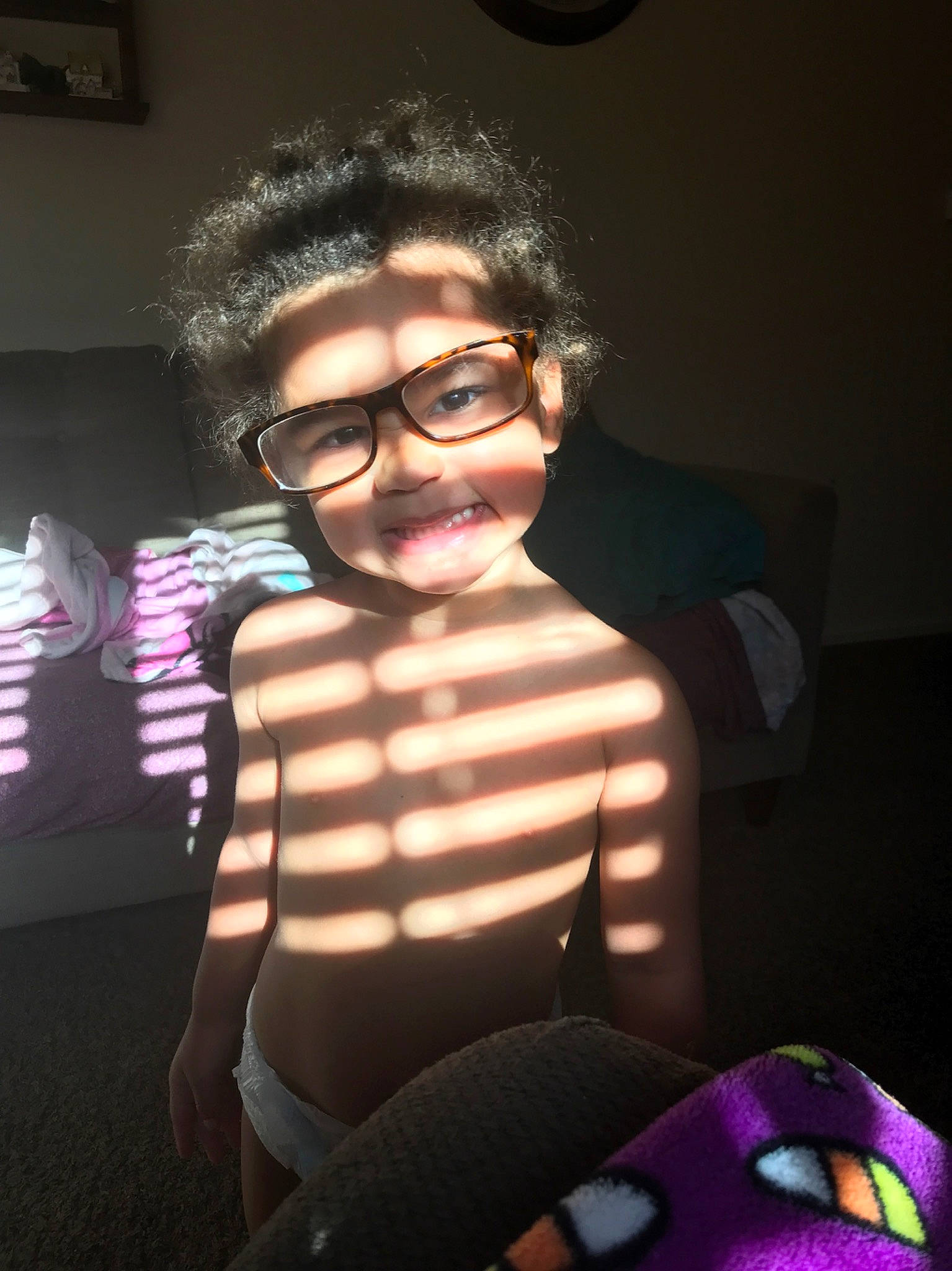Ceaunna joined the competition — help win amazing prizes! black, black_hair, child, cool, darkness, eyewear, fashion_accessory, flash_photography, fun, glasses, hat, joy, magenta, pattern, person, personal_protective_equipment, purple, sleeve, smile, t_shirt