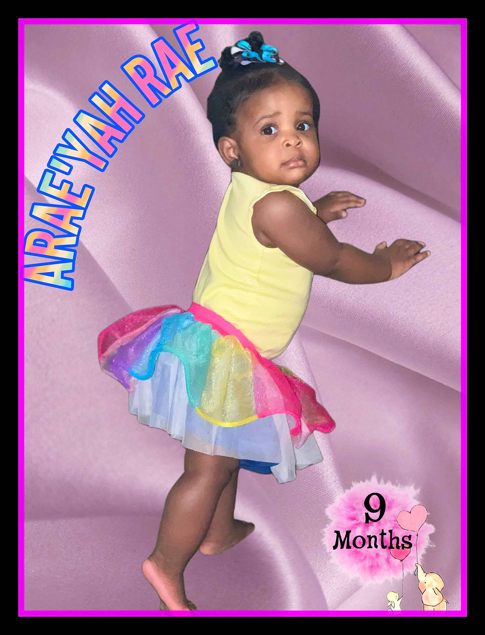 Araeyah joined the competition — help win amazing prizes! baby, baby_toddler_clothing, ballet_tutu, costume, dancer, entertainment, event, fashion_design, fictional_character, flash_photography, font, happy, leg, magenta, performing_arts, person, pink, purple, sleeve, thigh