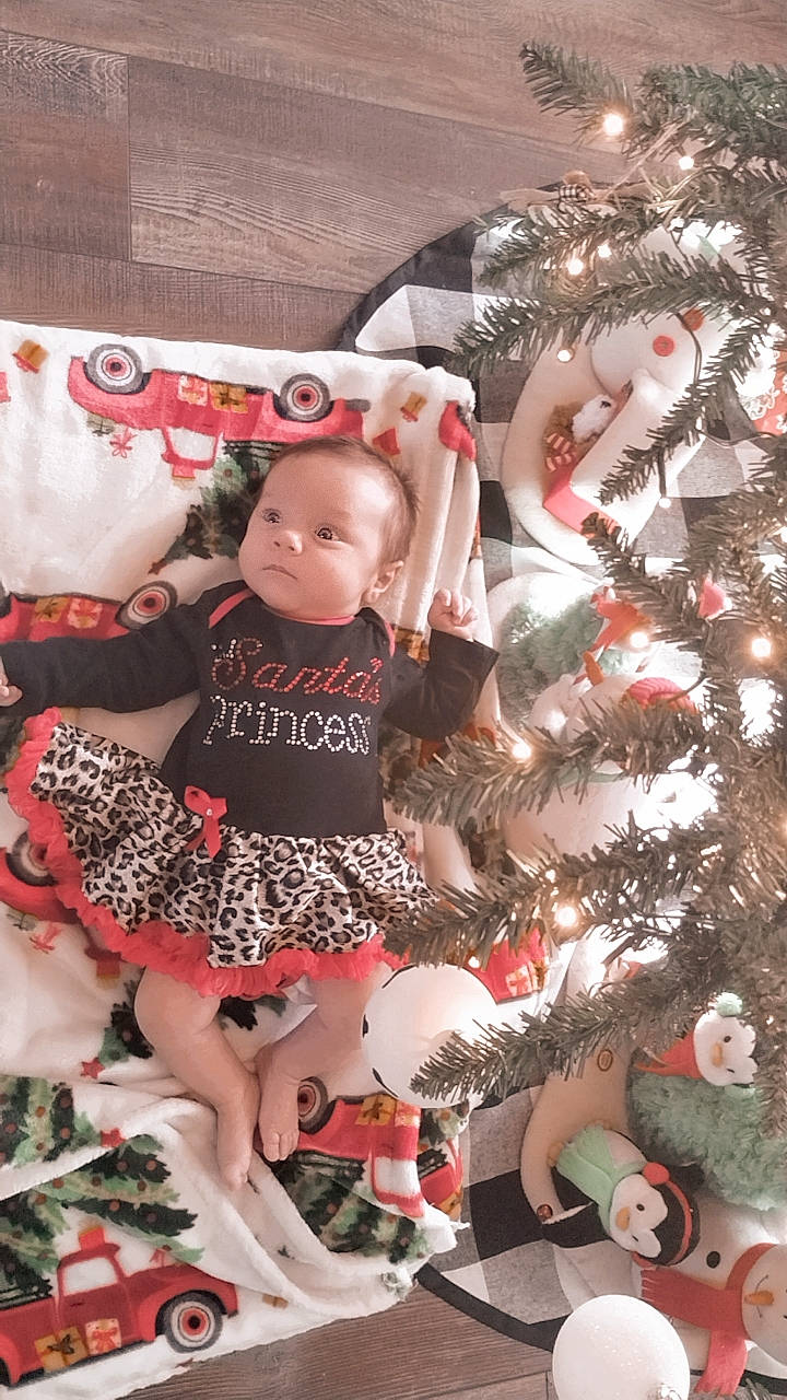 Bonnie joined the competition — help win amazing prizes! baby_toddler_clothing, carmine, christmas, christmas_ornament, christmas_tree, doll, dress, event, fawn, fictional_character, holiday, holiday_ornament, ornament, pattern, person, pink, red, thigh, toddler, toy