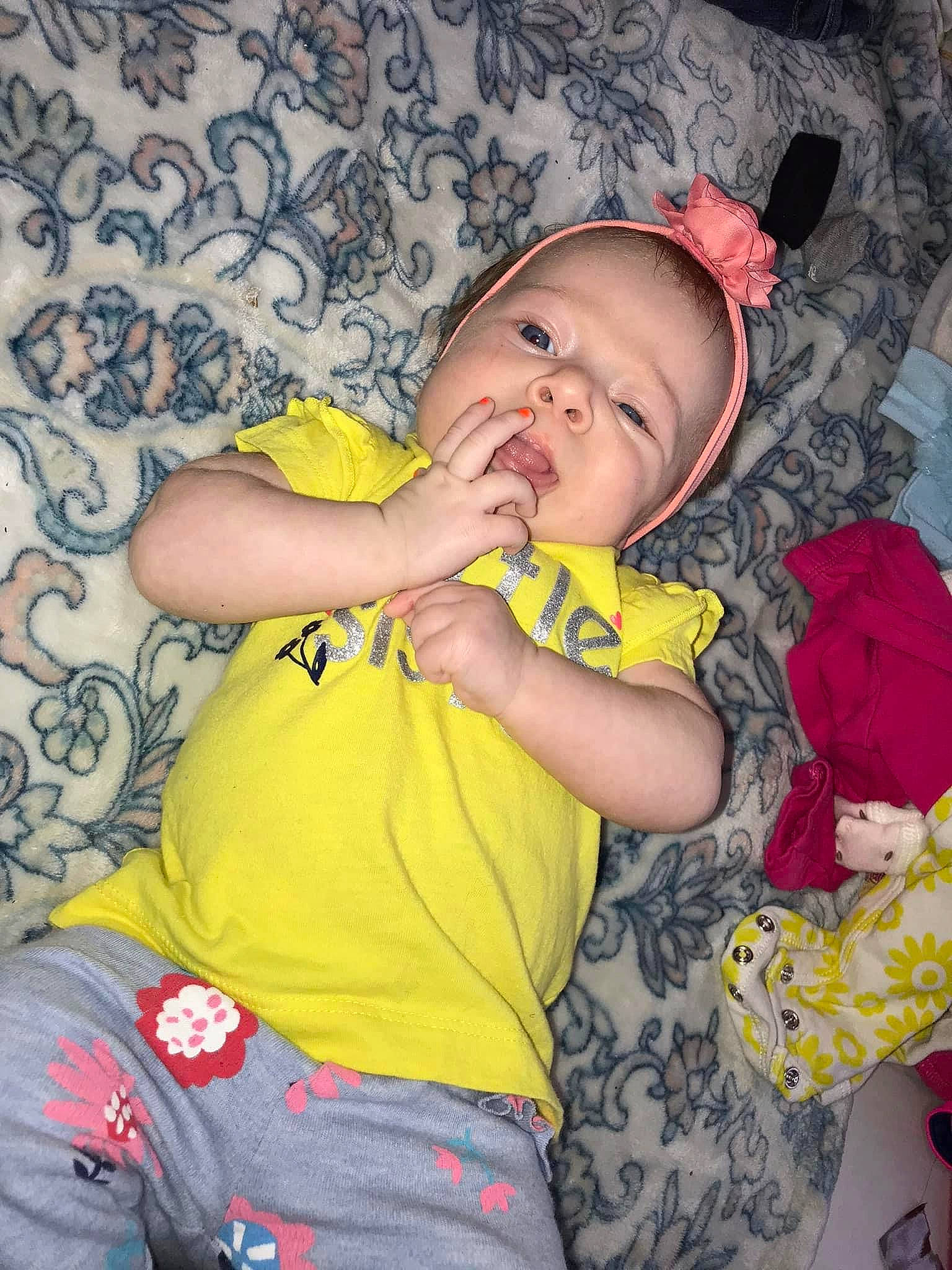 Novaleigh joined the competition — help win amazing prizes! baby, baby_toddler_clothing, cheek, child, cool, eye, face, facial_expression, finger, fun, happy, head, iris, mouth, nose, person, pink, skin, textile, toddler
