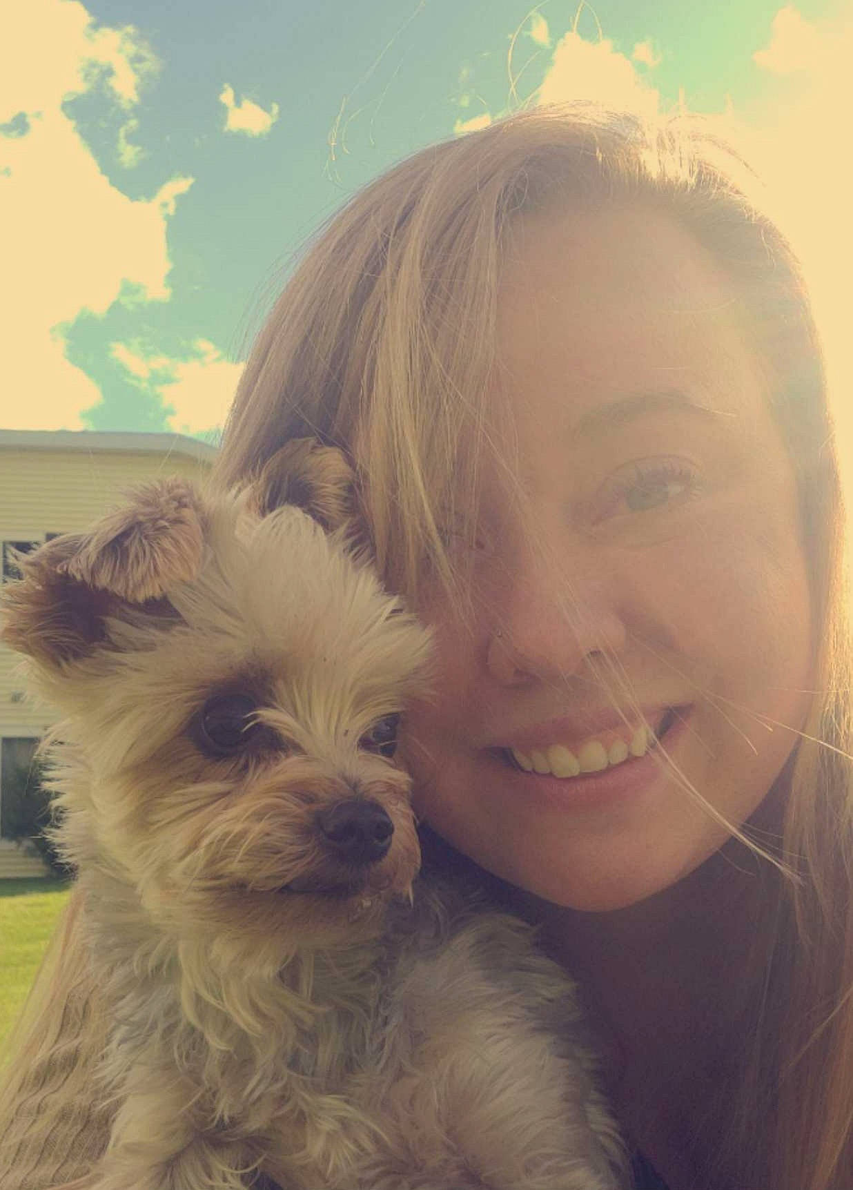 Ryder Barkruffalo is registered to the contest to win money with this photo: carnivore, cloud, companion_dog, dog, dog_breed, eye, fun, fur, happy, iris, nose, people_in_nature, selfie, sky, small_terrier, smile, snout, surfer_hair, toy_dog, travel