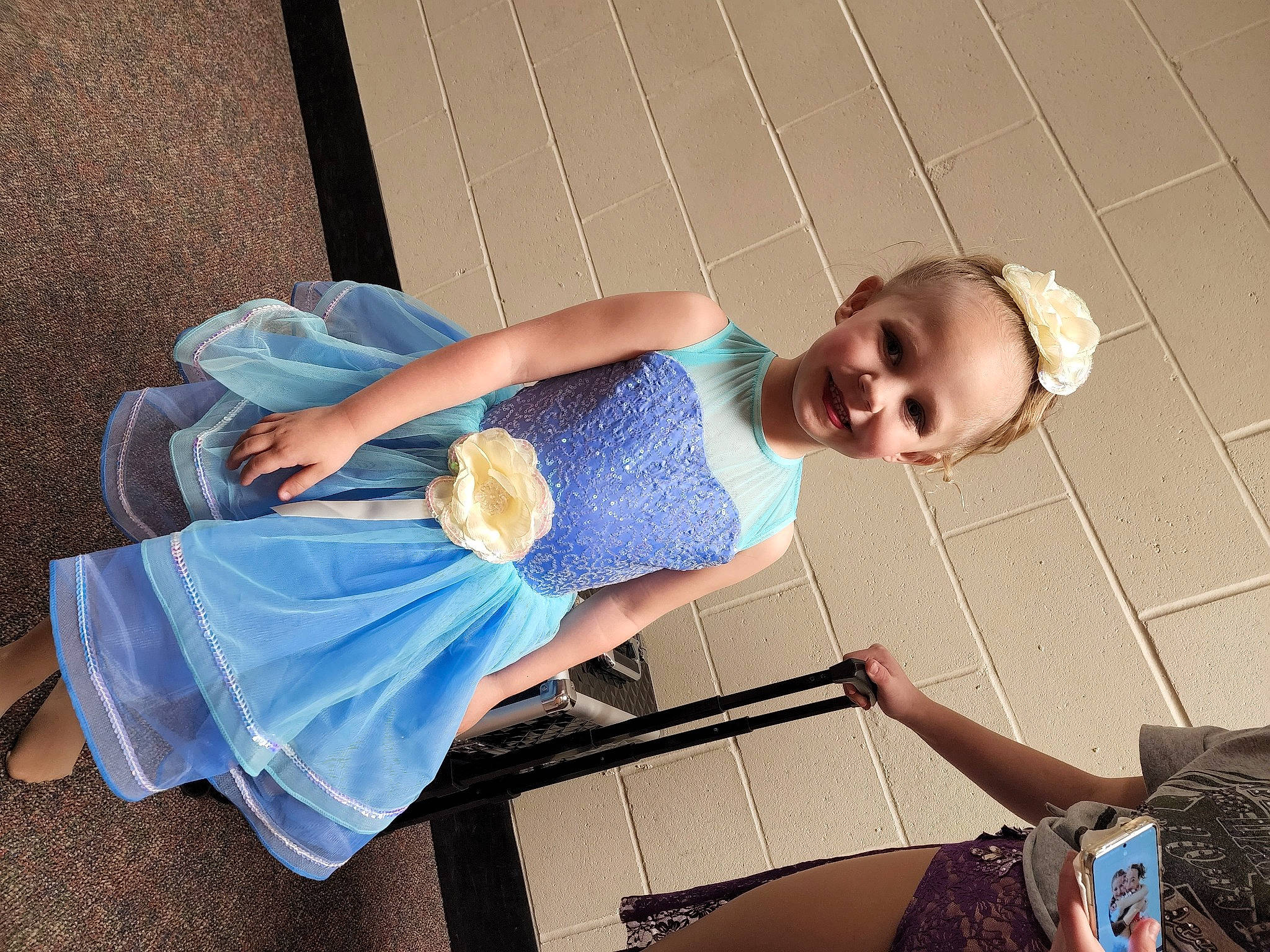 Zoey is registered to the contest to win money with this photo: beauty, child, dress, elbow, electric_blue, finger, flash_photography, fun, hand, happy, human_leg, joint, joy, knee, leg, leisure, pattern, person, shoulder, summer