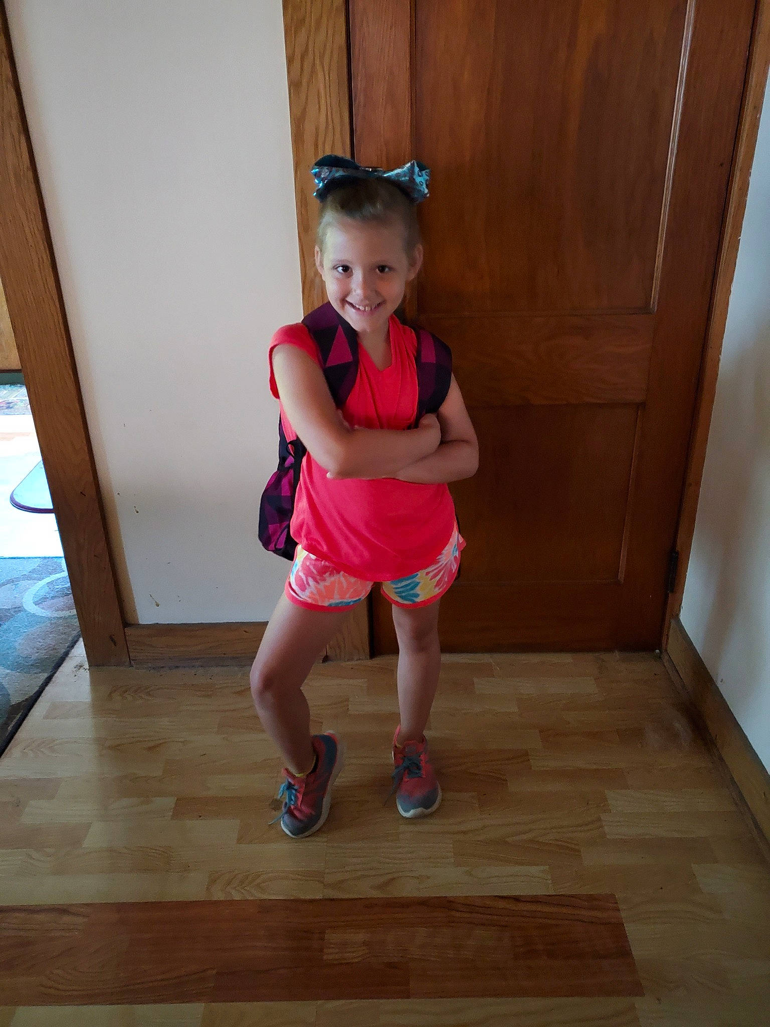 Kathleen joined the competition — help win amazing prizes! child, floor, flooring, footwear, hardwood, human_body, human_leg, joint, joy, knee, leg, person, shoe, shoulder, skin, standing, toddler, wood