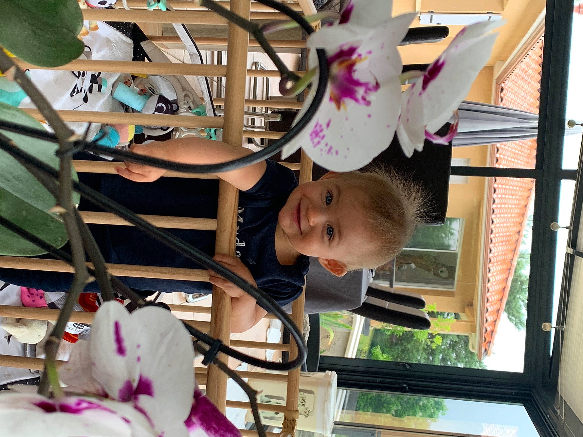 Arya participe au concours pour gagner de l'argent avec cette photo : chair, child, fun, happy, hat, joy, leaf, leisure, magenta, organism, person, pink, plant, recreation, room, spring, t_shirt, textile, toddler, tree