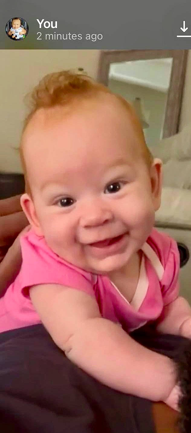 Alaina joined the competition — help win amazing prizes! baby, baby_toddler_clothing, blond, cheek, chest, ear, eyelash, gesture, hair, happy, human_body, iris, joy, lip, mouth, nose, person, pink, skin, smile