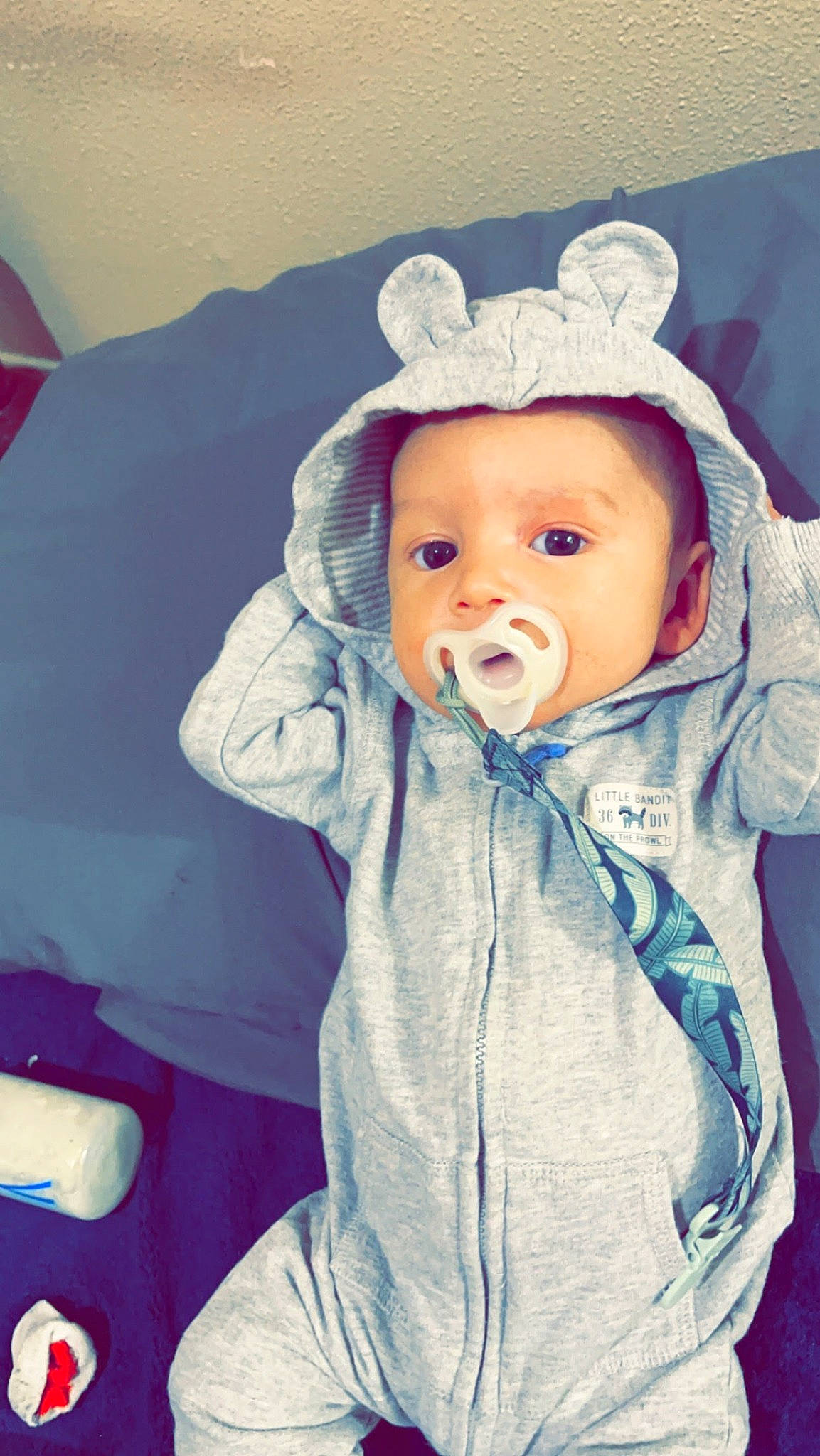 Jedidiah joined the competition — help win amazing prizes! baby, baby_toddler_clothing, cheek, child, comfort, electric_blue, eye, face, fashion_accessory, fun, fur, happy, head, hood, person, portrait_photography, skin, sleeve, textile, toddler