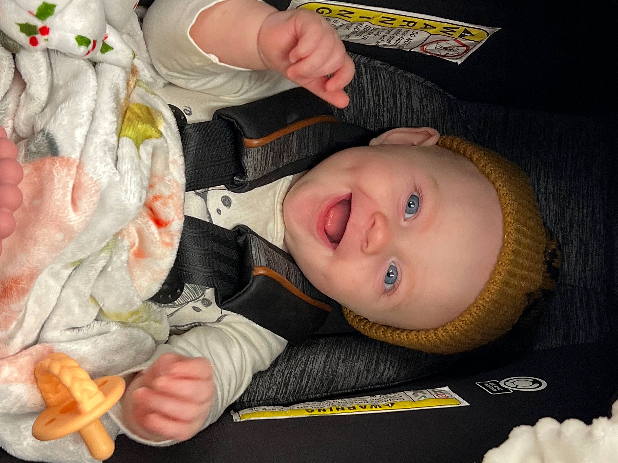 Kinsley is registered to the contest to win money with this photo: baby, baby_products, baby_toddler_clothing, cheek, child, comfort_food, eye, finger, fun, happy, hat, mouth, nail, nose, peach, person, skin, smile, thumb, toddler