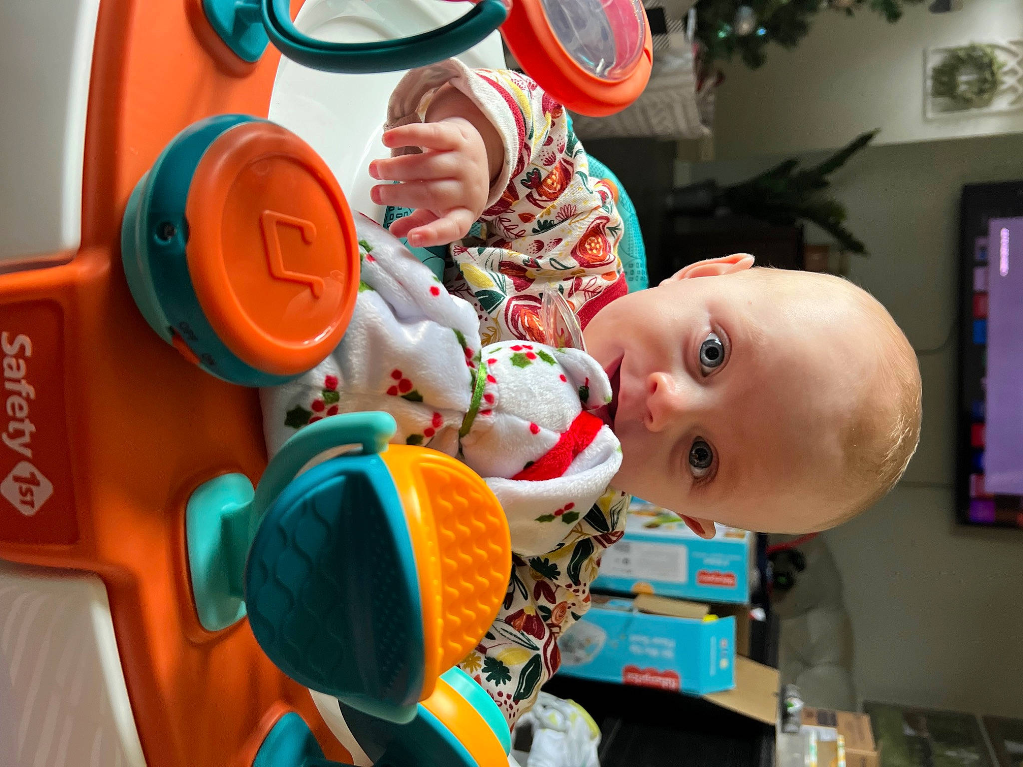 Kinsley is registered to the contest to win money with this photo: baby, baby_products, baby_toys, child, circle, event, fictional_character, fun, happy, holiday, party, person, picture_frame, plastic, play, product, room, shelf, smile, toddler