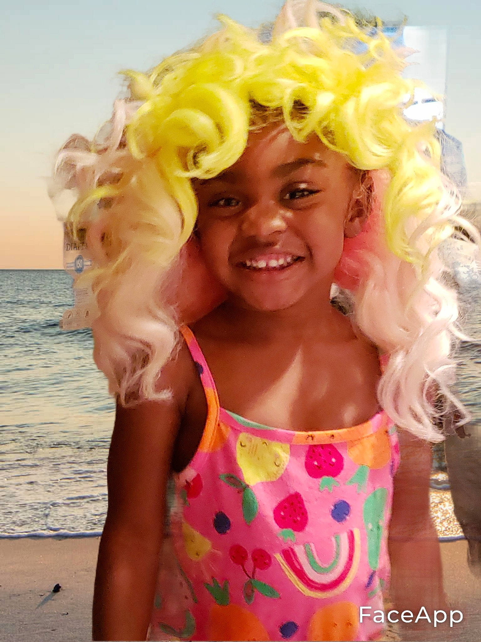 Myanna joined the competition — help win amazing prizes! beach, blond, clothing, costume, event, eye, facial_expression, fashion_accessory, fun, hairstyle, happy, headwear, joy, leisure, magenta, person, pink, sky, smile, summer