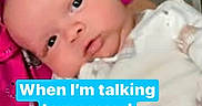 Tobias Zackariah joined the competition — help win amazing prizes! baby, infant, face, eyes, clothing, pink, white, text_overlay, portrait, closeup, expression, person, newborn, indoors, sleepsuit, child, cute, head, skin, lying_down