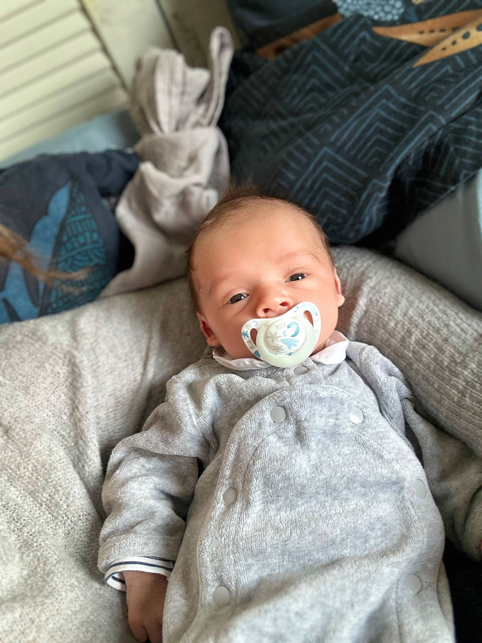 Gabin participe au concours pour gagner de l'argent avec cette photo : baby, baby_products, baby_toddler_clothing, cheek, child, comfort, fur, head, iris, linens, mammal, nose, person, room, sitting, skin, sleeve, smile, textile, toddler