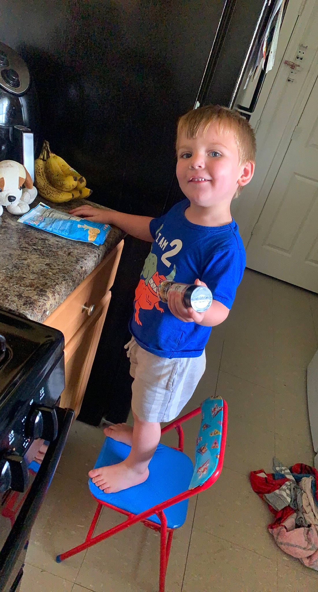 Calum joined the competition — help win amazing prizes! audio_equipment, child, electric_blue, fun, gadget, gas, gas_stove, human_leg, joint, joy, kitchen_appliance, knee, leisure, machine, person, recreation, sandal, shorts, standing, t_shirt