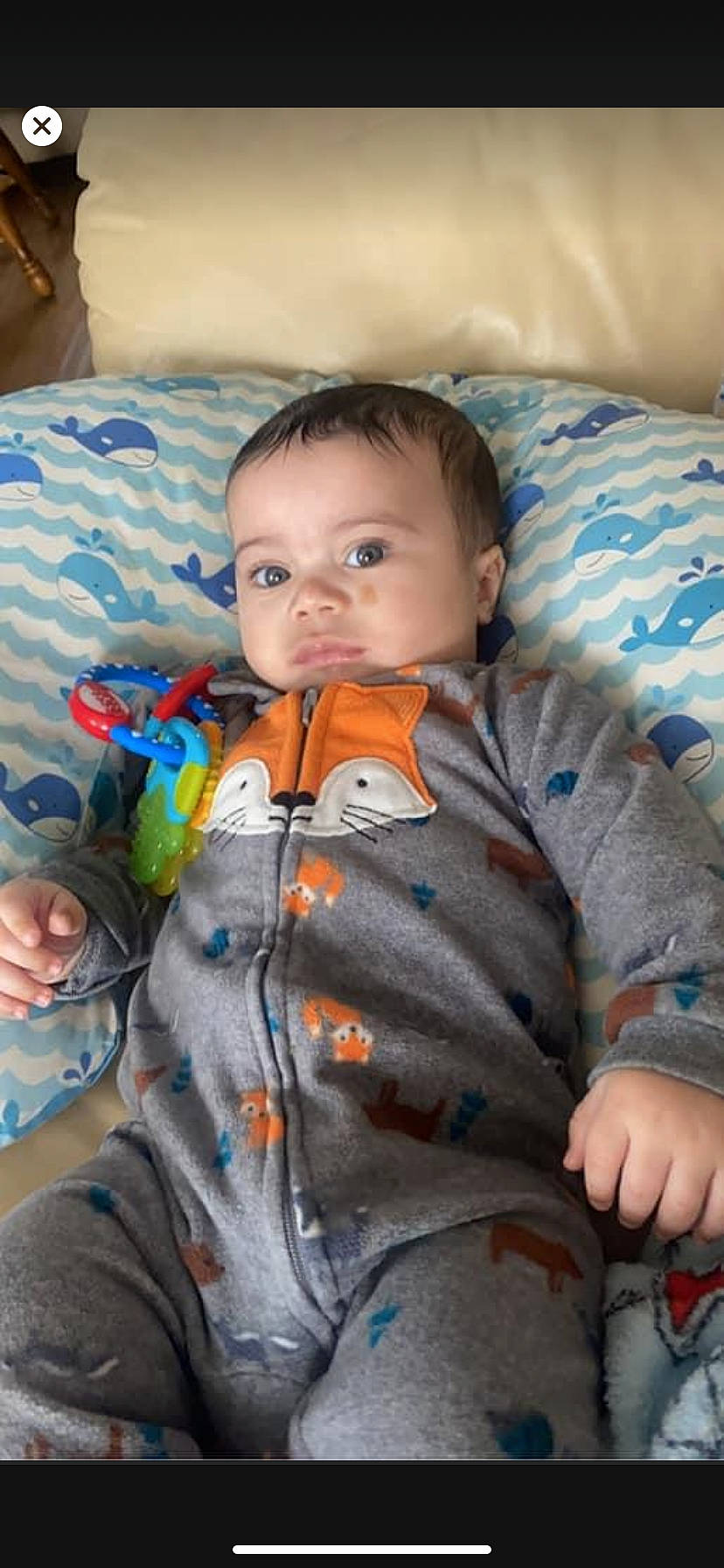 Amari joined the competition — help win amazing prizes! baby, baby_toddler_clothing, cheek, child, comfort, eye, fun, hair, hairstyle, head, iris, linens, mouth, nose, orange, person, skin, sleeve, standing, textile