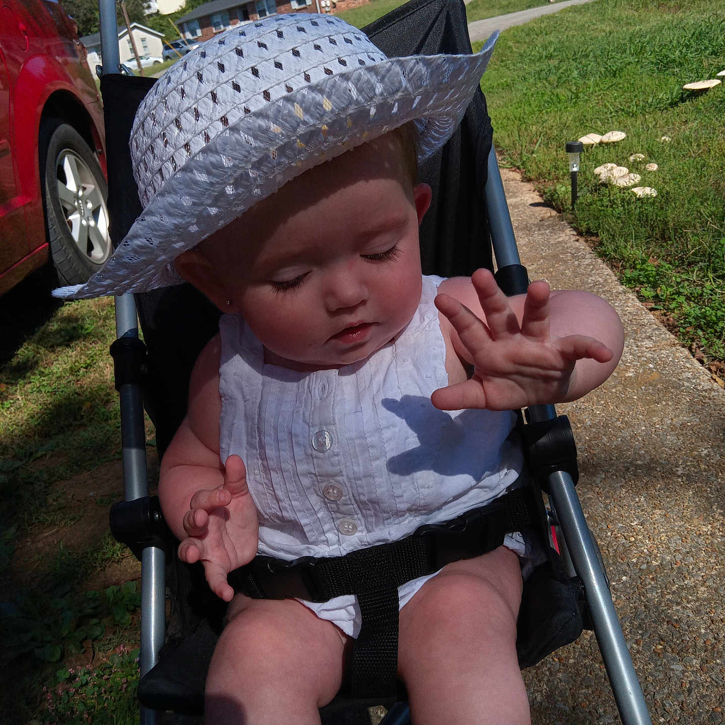 Abigail joined the competition — help win amazing prizes! accessories, alloywheel, baby, bag, car, carwheel, clothing, face, handbag, hat, head, machine, person, spoke, stroller, sunhat, tire, transportation, vehicle, wheel