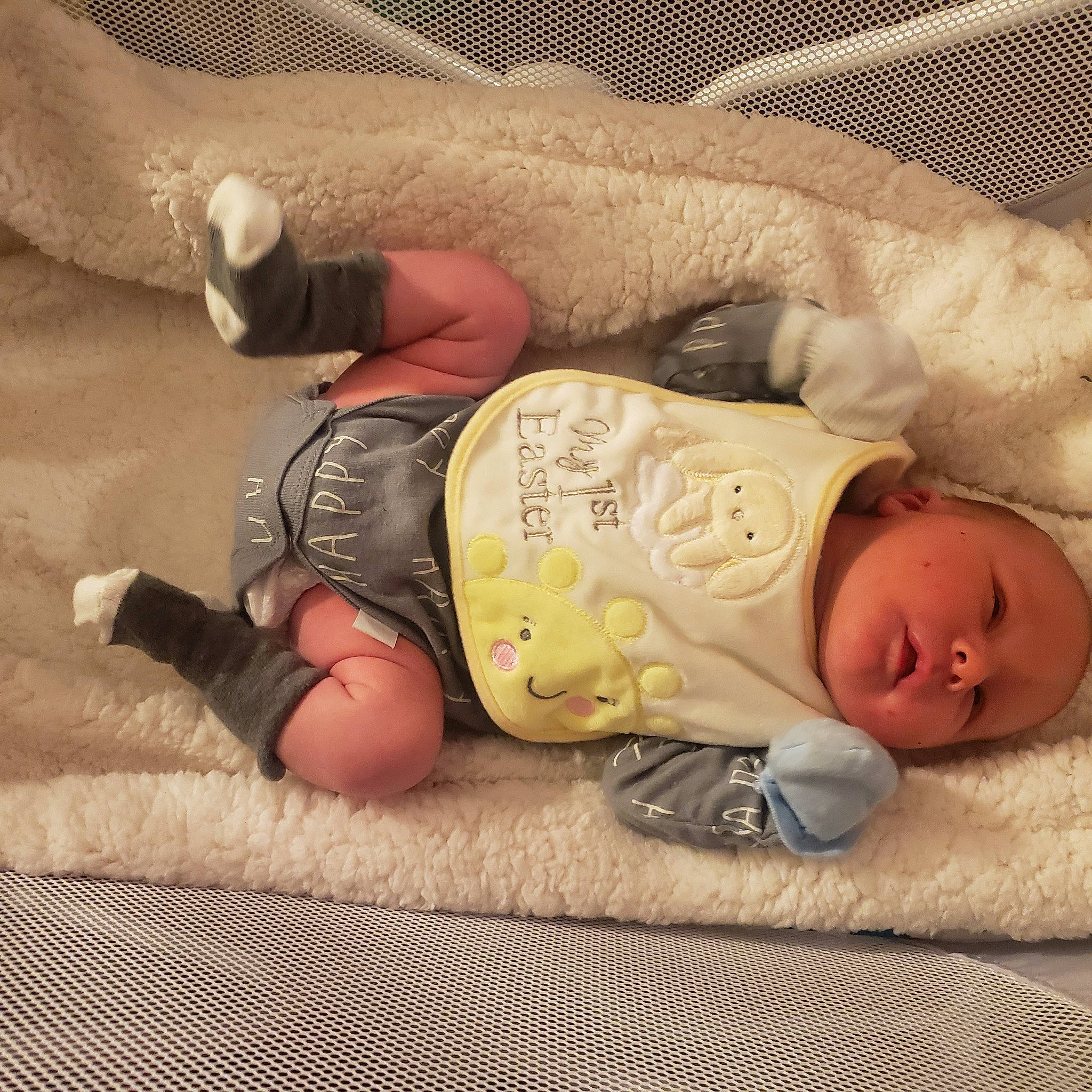 Ronald joined the competition — help win amazing prizes! arm, baby, baby_products, baby_sleeping, baby_toddler_clothing, bedding, cloud, comfort, finger, hand, head, human_body, human_leg, leg, linens, person, skin, thigh, toddler, toy