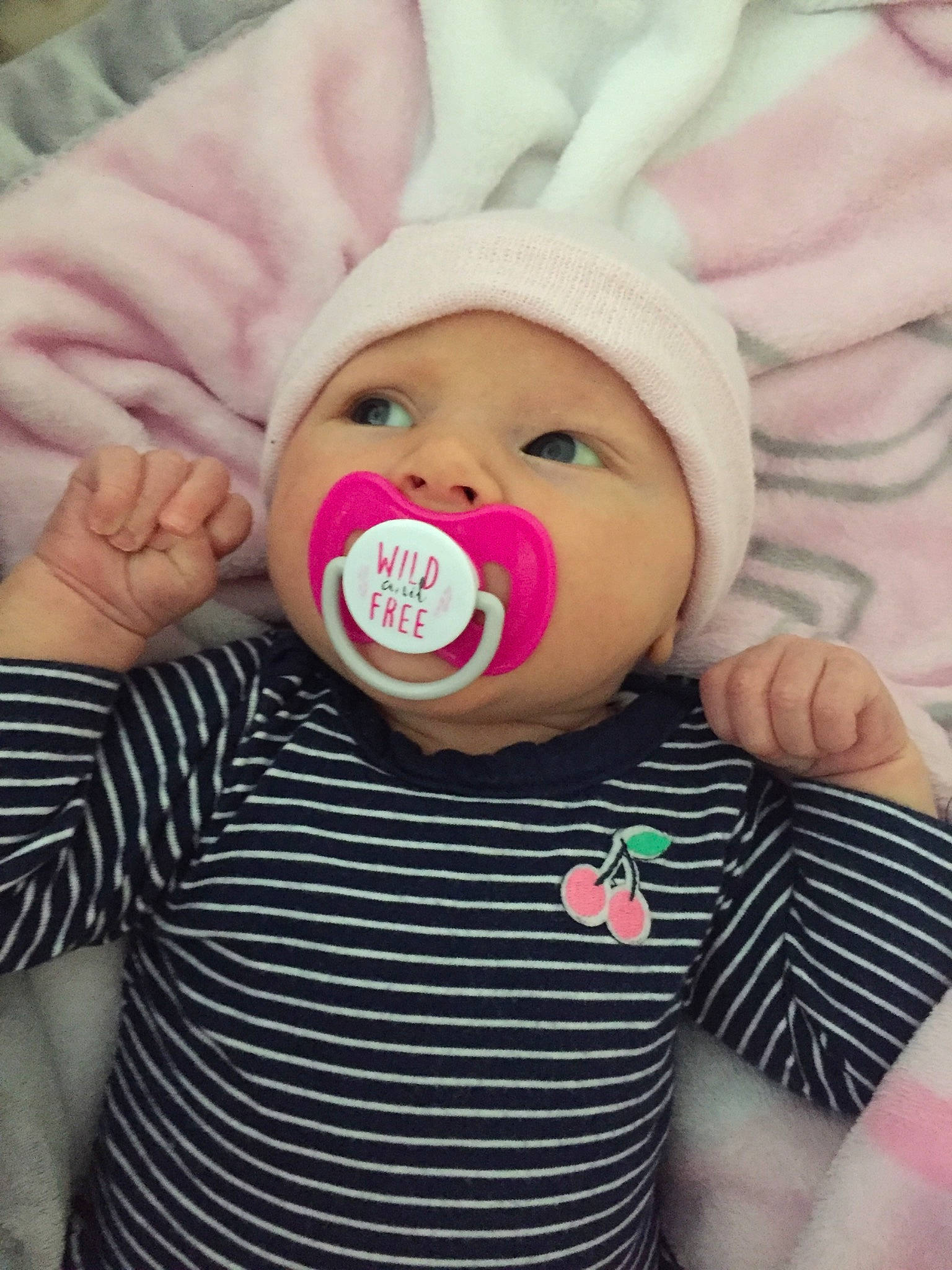 Kendra is registered to the contest to win money with this photo: baby, baby_products, baby_toddler_clothing, cheek, child, face, facial_expression, fun, happy, head, headwear, joy, nose, person, pink, product, skin, smile, toddler