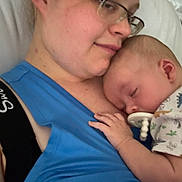 Kamron joined the competition — help win amazing prizes! adult, baby, blue_clothing, care, closeup, comfort, cuddle, face, family, glasses, hand, indoor, love, pacifier, person, portrait, rest, skin, sleeping, tenderness