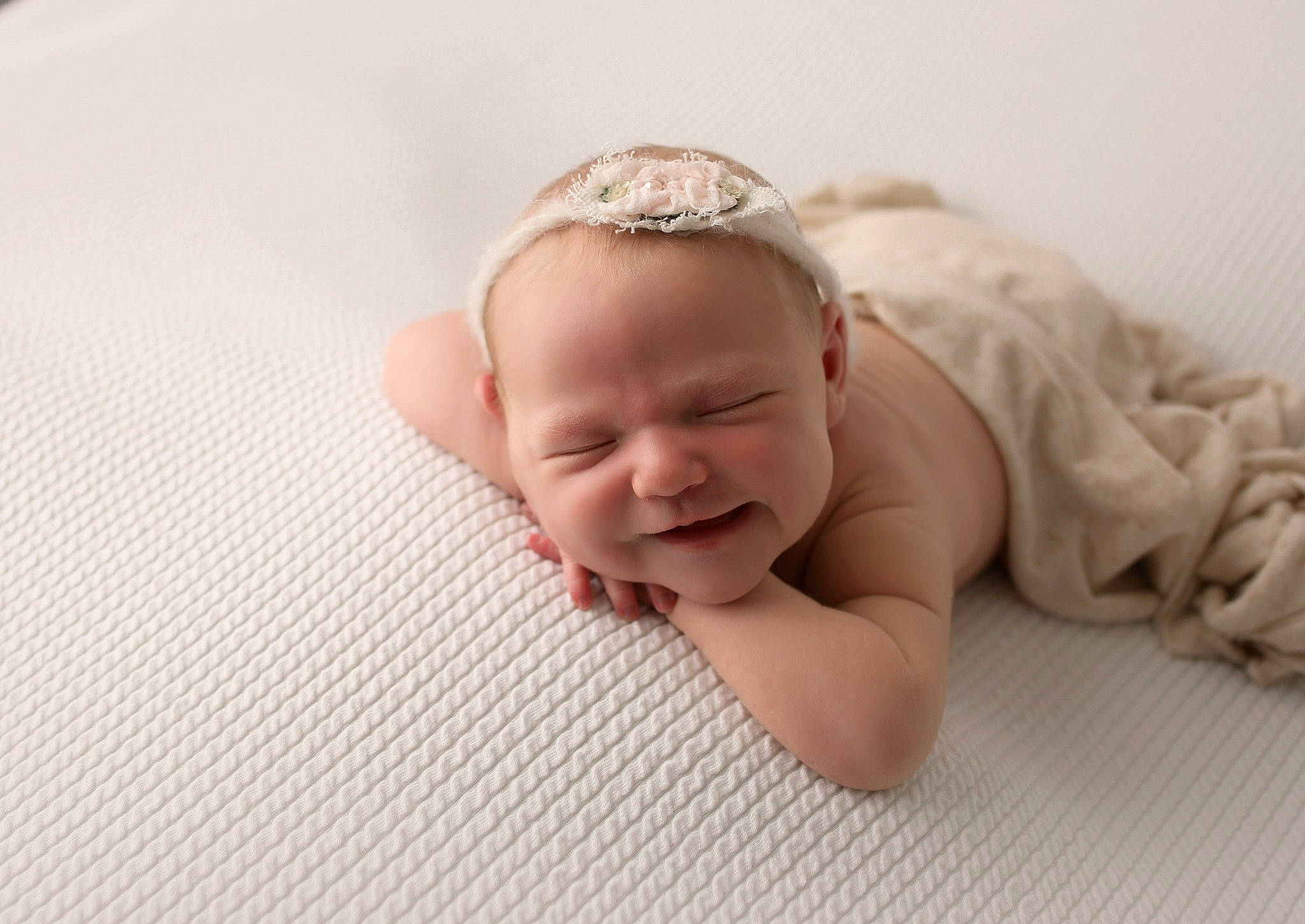 Ashlynn joined the competition — help win amazing prizes! baby, baby_laughing, baby_sleeping, beige, birth, child, ear, hair_accessory, head, headgear, person, photograph, photography, portrait_photography, skin, sleep, smile, toddler, tummy_time