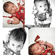 Anaya joined the competition — help win amazing prizes! baby, infant, child, portrait, closeup, patterned_clothing, bracelet, sleeping, awake, black_and_white, color, cute, expression, newborn, lying_down, face, hand, head, skin, indoor