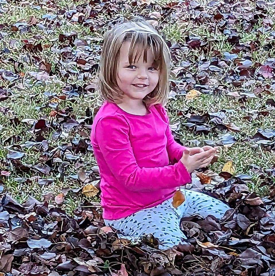 Elise joined the competition — help win amazing prizes! autumn, baby_toddler_clothing, child, deciduous, face, grass, groundcover, happy, joy, leaf, magenta, pattern, people_in_nature, person, plant, portrait_photography, sleeve, smile, soil, t_shirt
