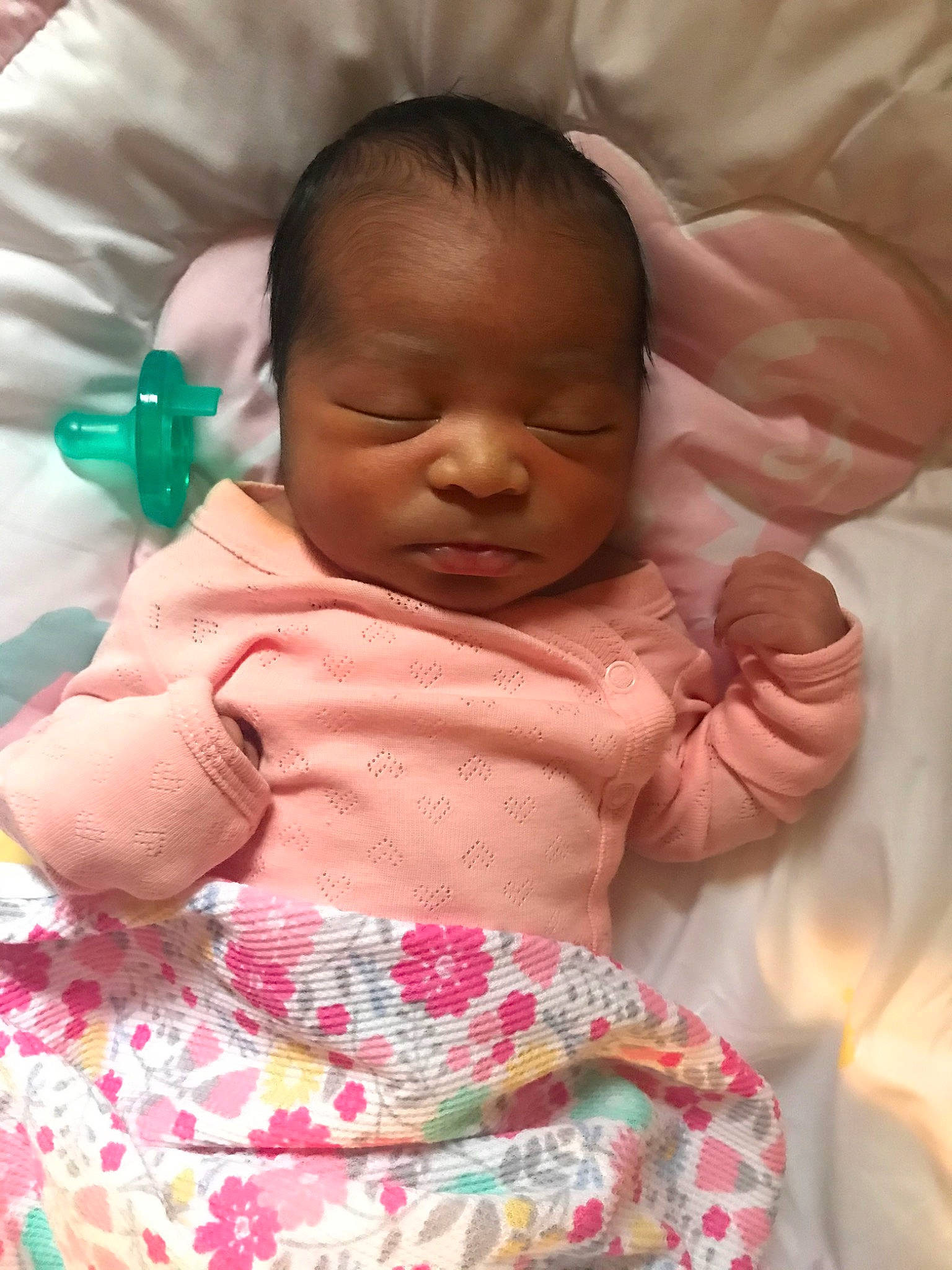 Khalia is registered to the contest to win money with this photo: baby, birth, cheek, child, eye, face, head, lip, mouth, nose, person, pink, skin, toddler