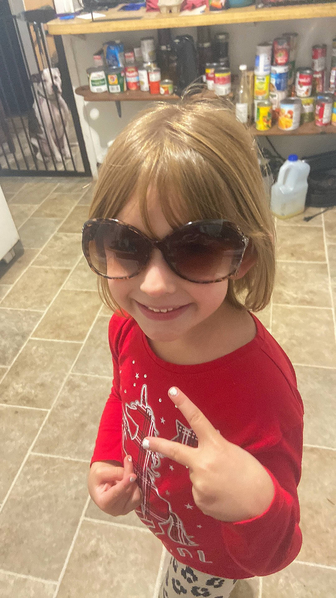 Aubry joined the competition — help win amazing prizes! bangs, blond, brown_hair, eyewear, fashion_accessory, flooring, fun, glasses, goggles, hair, happy, head, joy, lip, nail, person, sleeve, smile, sunglasses, thumb