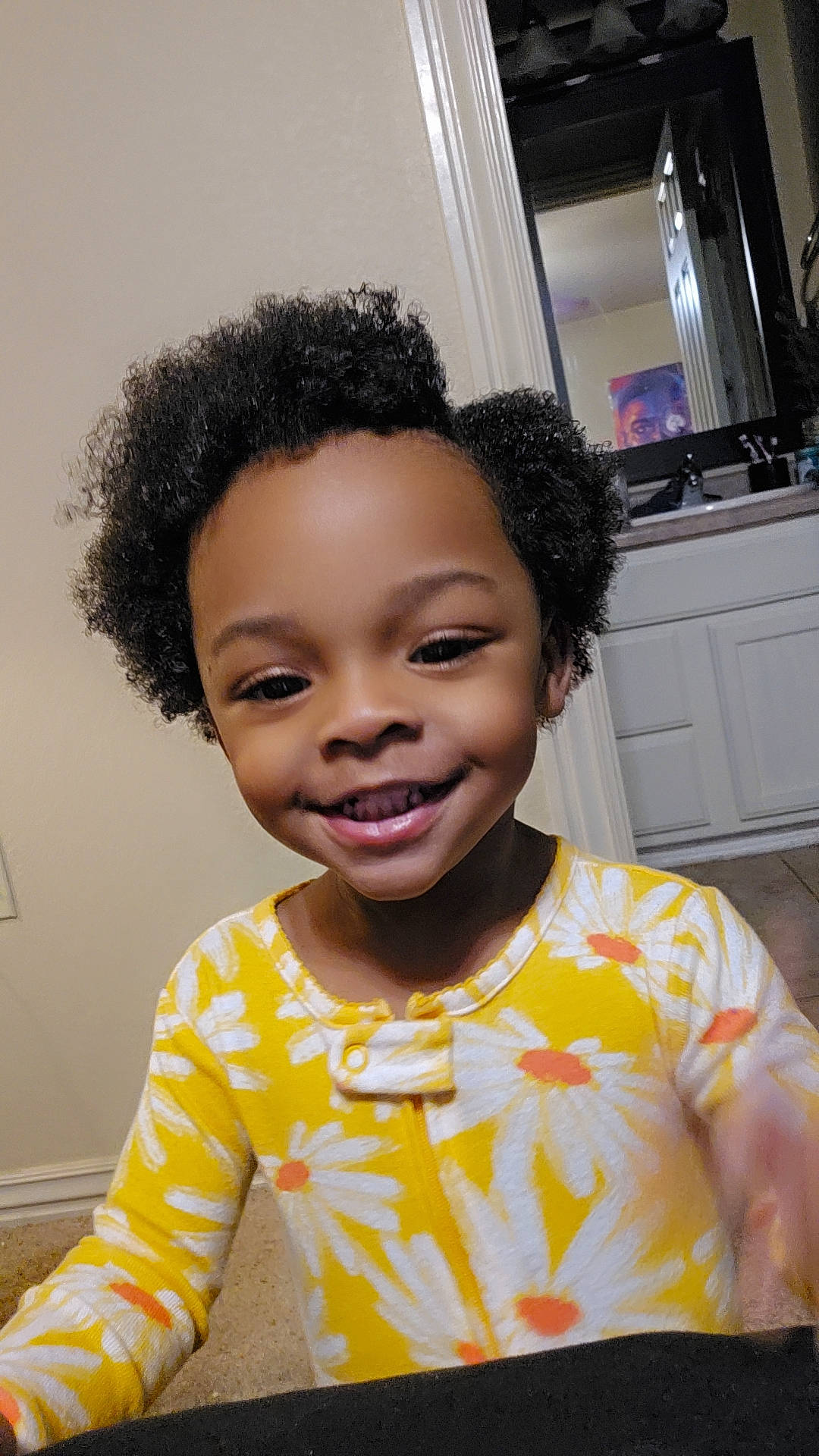 Kaydence joined the competition — help win amazing prizes! afro, black_hair, cabinetry, cheek, child, dress, eye, eyebrow, eyelash, face, forehead, fun, hairstyle, happy, head, jheri_curl, joy, lip, nose, person