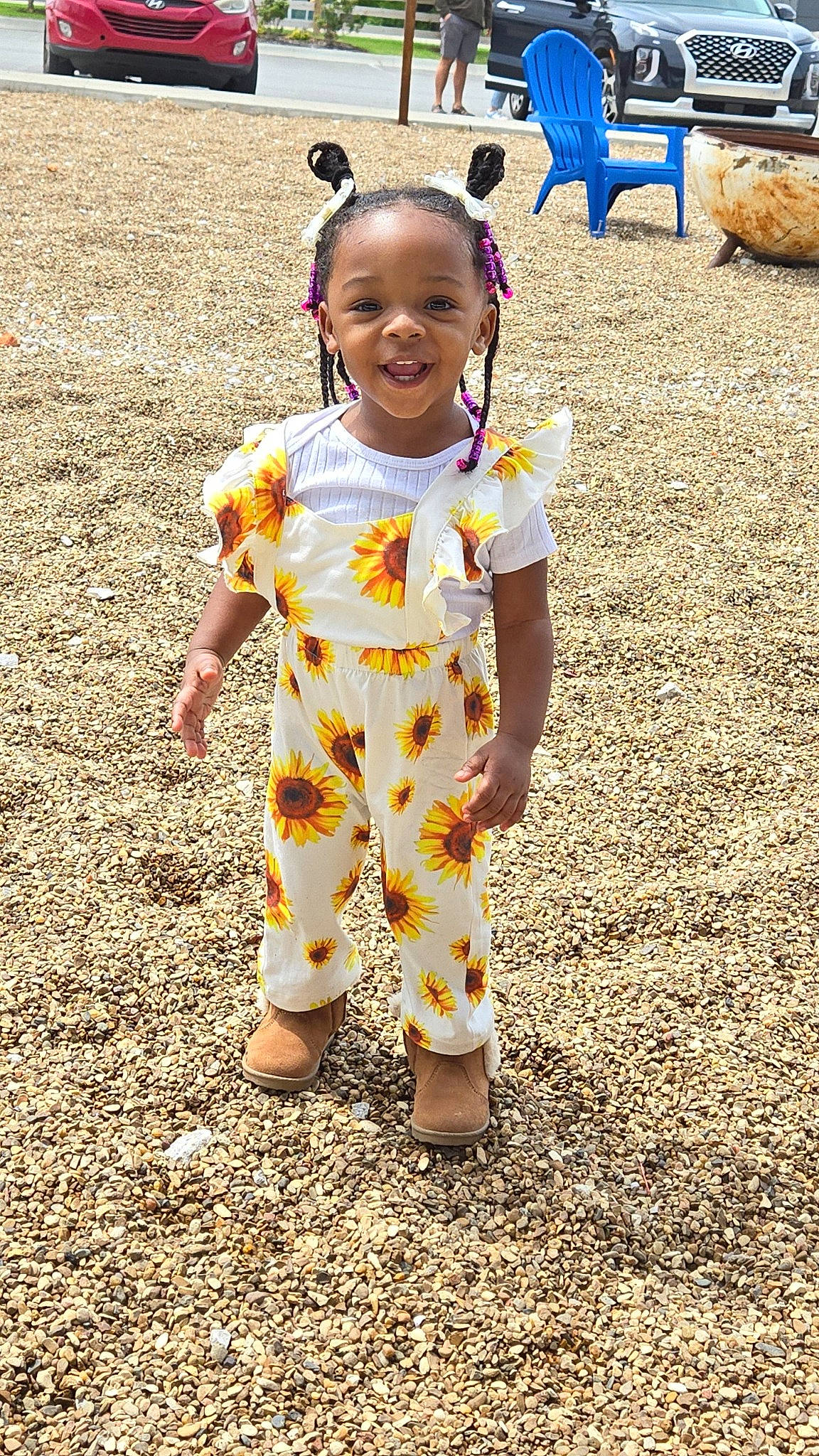Kaydence joined the competition — help win amazing prizes! autumn, baby, baby_toddler_clothing, child, fun, grass, happy, landscape, pajamas, pattern, people_in_nature, person, play, playing_with_kids, sand, sitting, sleeve, smile, soil, toddler