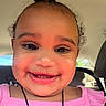 Melody joined the competition — help win amazing prizes! toddler, child, smile, face, car_interior, seat, hair_tie, pink_clothing, happy, portrait, closeup, skin, person, cute, baby, indoor, seatbelt, young_child, head, eyelashes
