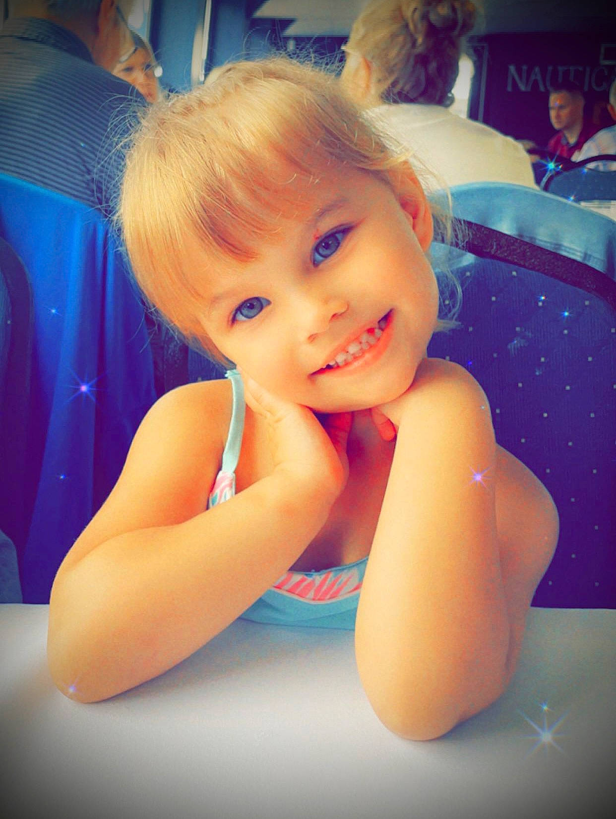 Liana is registered to the contest to win money with this photo: arm, azure, bathing, blond, cheek, chest, child, electric_blue, eyebrow, finger, fun, happy, iris, joy, leisure, mouth, nose, person, skin, smile