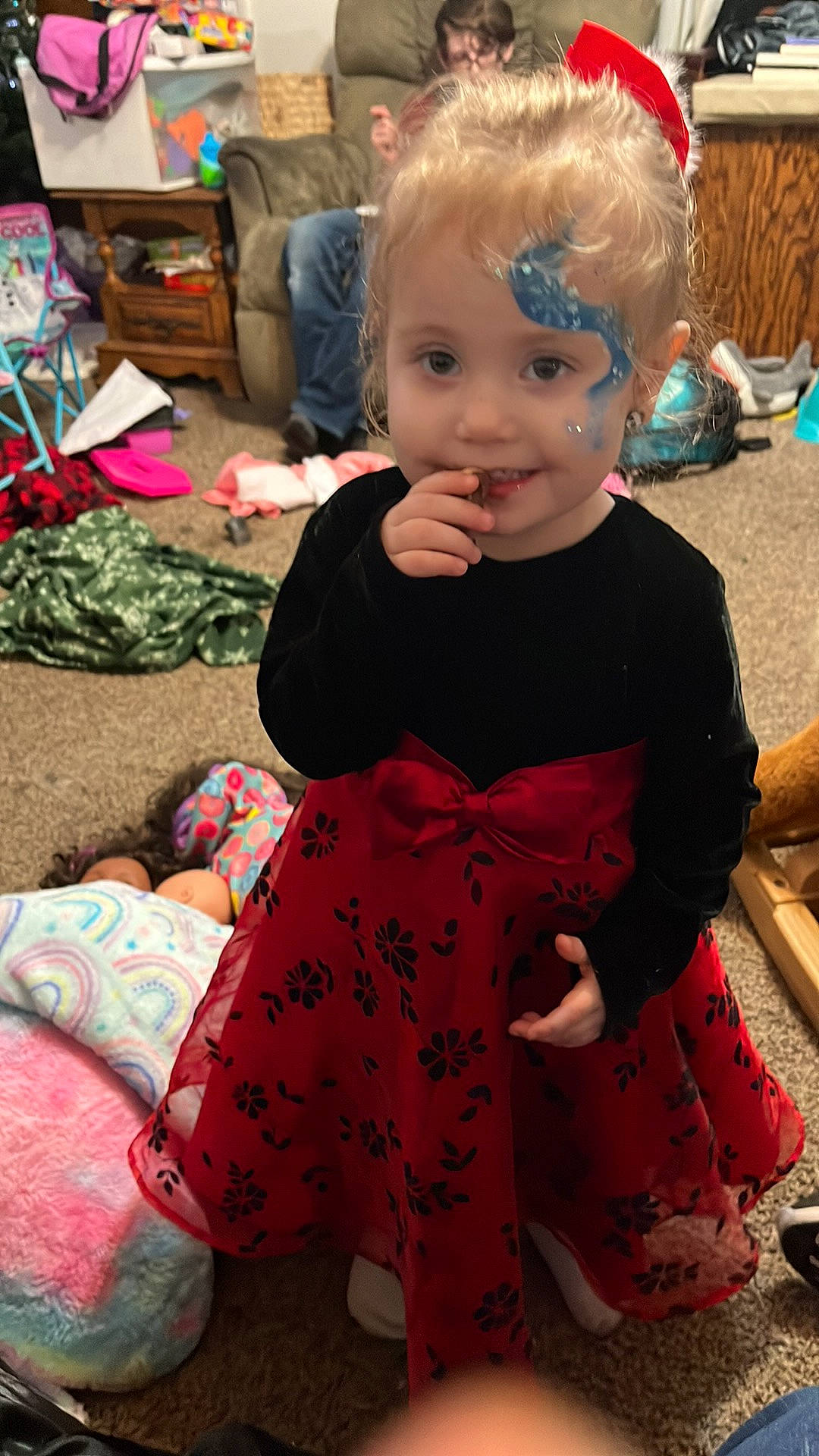 Shamaya joined the competition — help win amazing prizes! baby, baby_toddler_clothing, cheek, child, event, flooring, foot, fun, holiday, joy, magenta, nightwear, pajamas, pattern, person, pink, sitting, skin, sleeve, sock