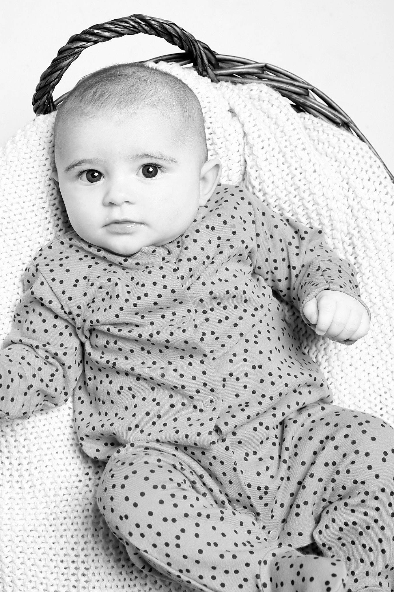 Isabella-rose joined the competition — help win amazing prizes! baby, baby_toddler_clothing, black_and_white, cheek, child, child_model, design, face, head, monochrome, pattern, person, photograph, photography, polka_dot, portrait, portrait_photography, toddler