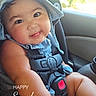 Kalina joined the competition — help win amazing prizes! baby, child, car_seat, hat, blue_hat, smiling, tongue_out, sunlight, car_interior, seatbelt, cute, chubby, happy, infant, portrait, indoors, safety_harness, closeup, person, daytime