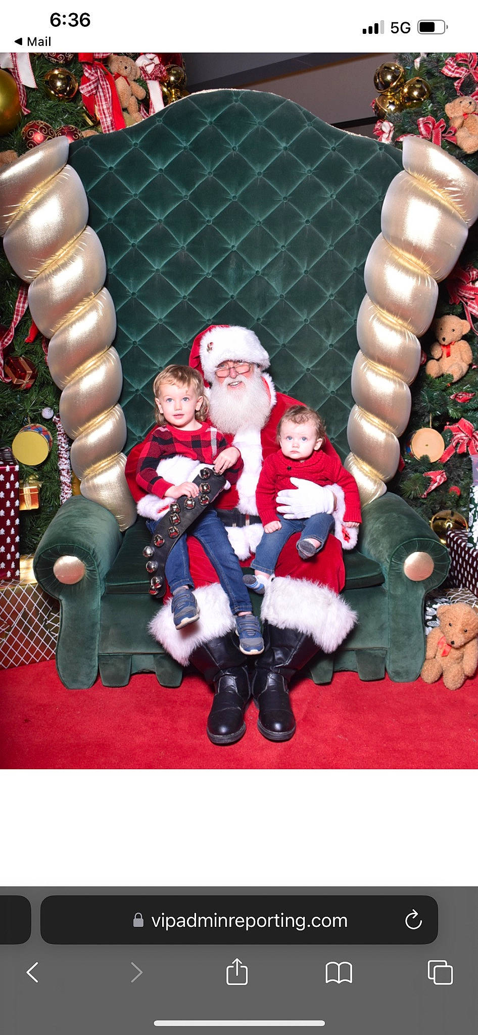 Aidan Swecker joined the competition — help win amazing prizes! baby, baby_toddler_clothing, carmine, child, christmas, christmas_decoration, christmas_eve, christmas_ornament, event, fictional_character, fun, happy, hat, holiday, lap, pattern, person, santa_claus, toddler, tree