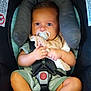 baby, baby_clothes, blanket, blue_eyes, car_seat, child, clothing, comfort, cute, face, hands, head_support, indoor, infant, pacifier, portrait, safety, seatbelt, socks, toddler