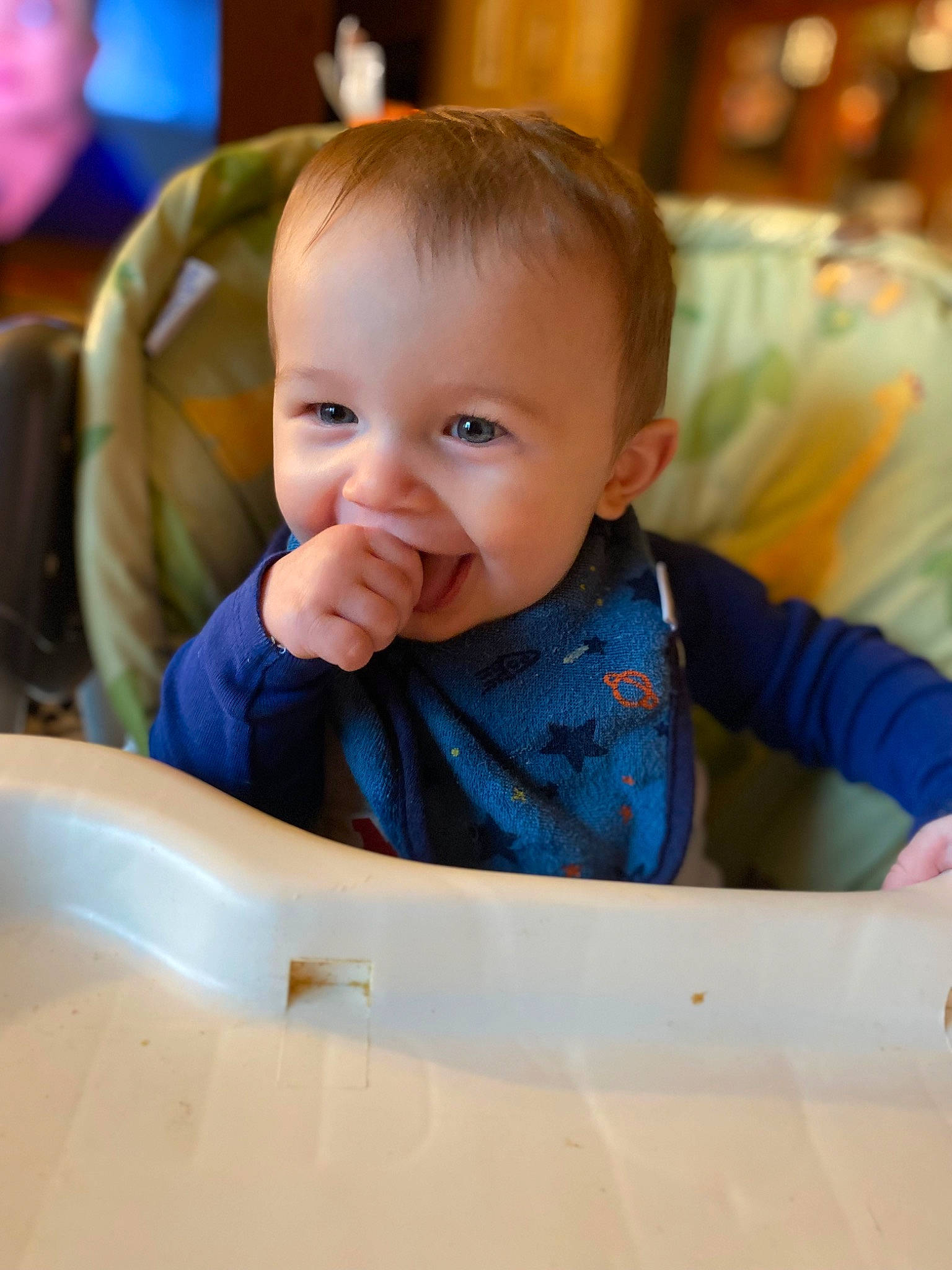 Lincoln joined the competition — help win amazing prizes! baby, baby_toddler_clothing, bib, chair, cheek, child, chin, facial_expression, fun, hairstyle, happy, iris, leisure, person, product, sitting, skin, sleeve, smile, standing