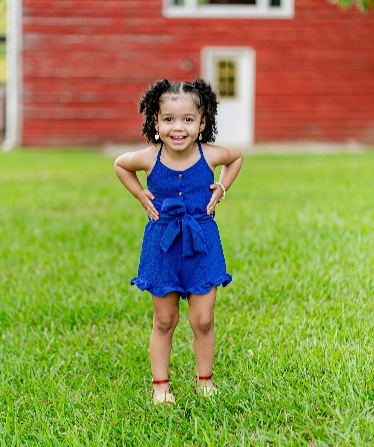 Rylee is registered to the contest to win money with this photo: brown_hair, child, day_dress, electric_blue, flash_photography, fun, grass, grassland, happy, joy, lawn, leisure, meadow, one_piece_garment, pattern, people_in_nature, person, plant, recreation, smile