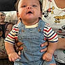 Noah joined the competition — help win amazing prizes! adult, baby, cartoon_shirt, child, children, couch, cute, denim_overalls, family, hand, happy, holding, indoor, mickey_mouse, people, person, playful, portrait, smile, striped_shirt